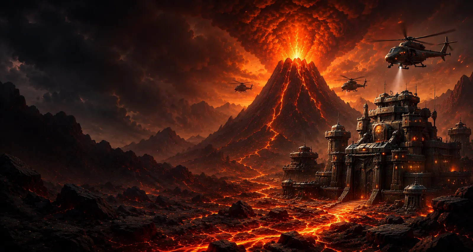 Volcano War — Blackridge Volcano erupting over the battlefield